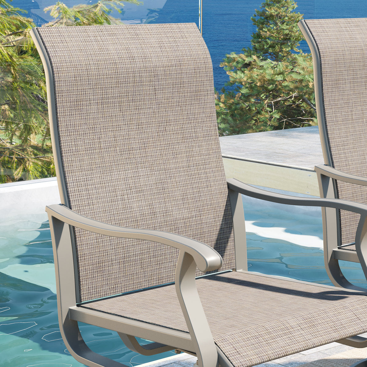 Vicllax Patio Dining Table Set for 8, Outdoor 59" Square Large Metal Table and Swivel Dining Chairs