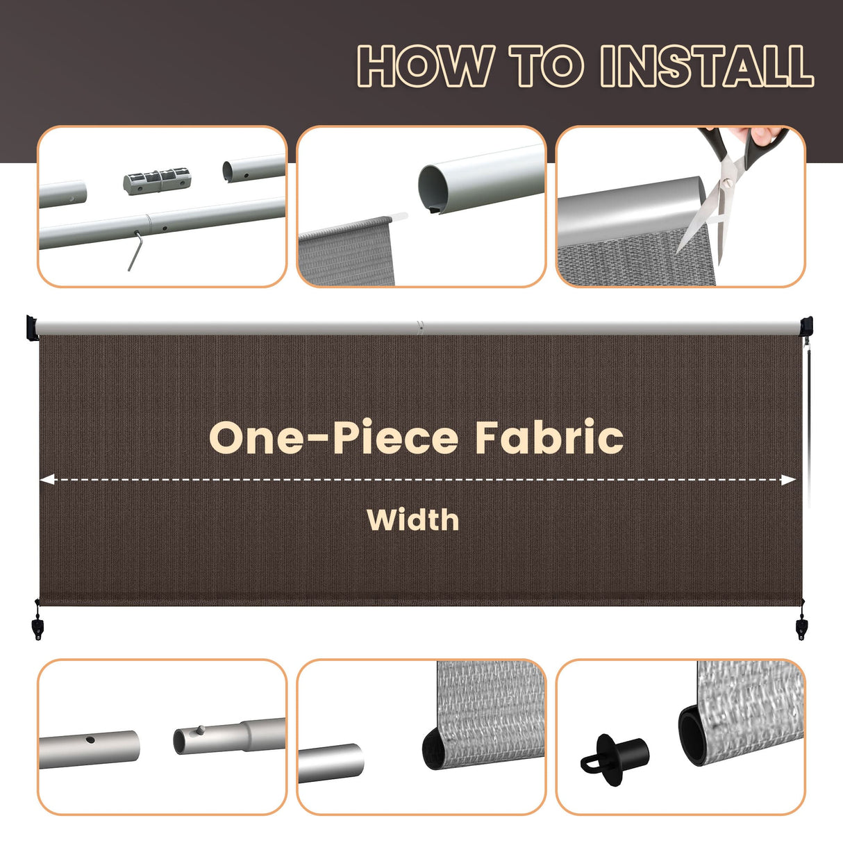 Vicllax Outdoor Cordless Sun Blocking Roller Shade, Patio Crank Roll Up Sun Shade