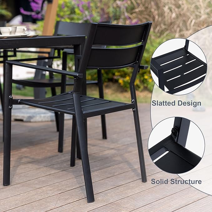 Vicllax Outdoor Patio Bistro Set of 2, Metal 27.6" Round Table and Stackable Dining Chair
