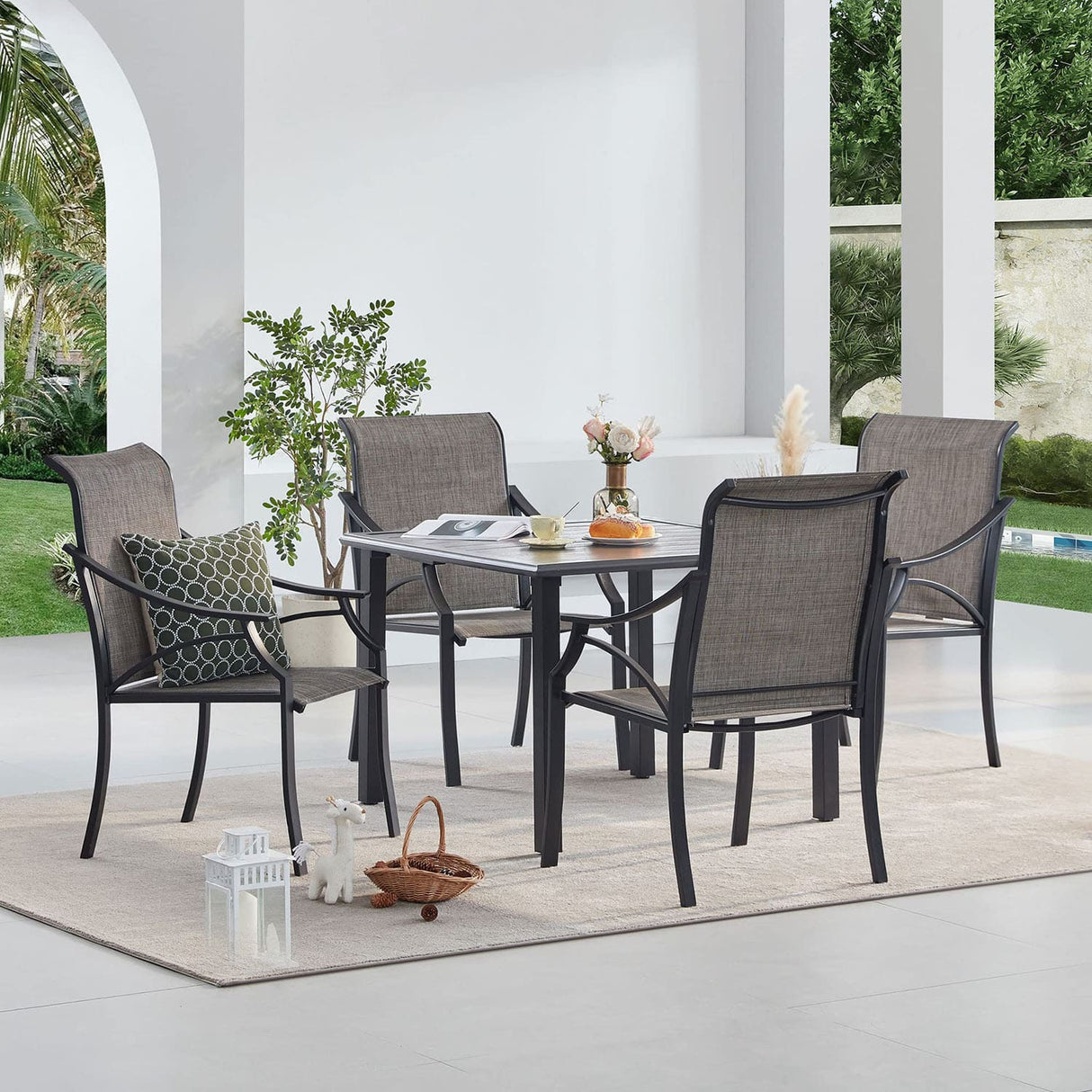 Vicllax Outdoor Patio Metal Dining Table for 4/6