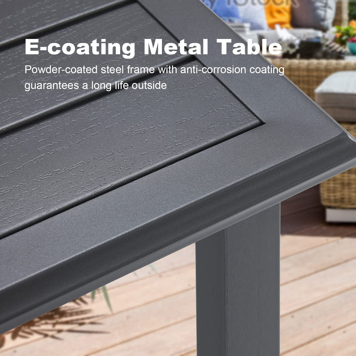 Vicllax Outdoor Patio Metal Dining Table for 4/6