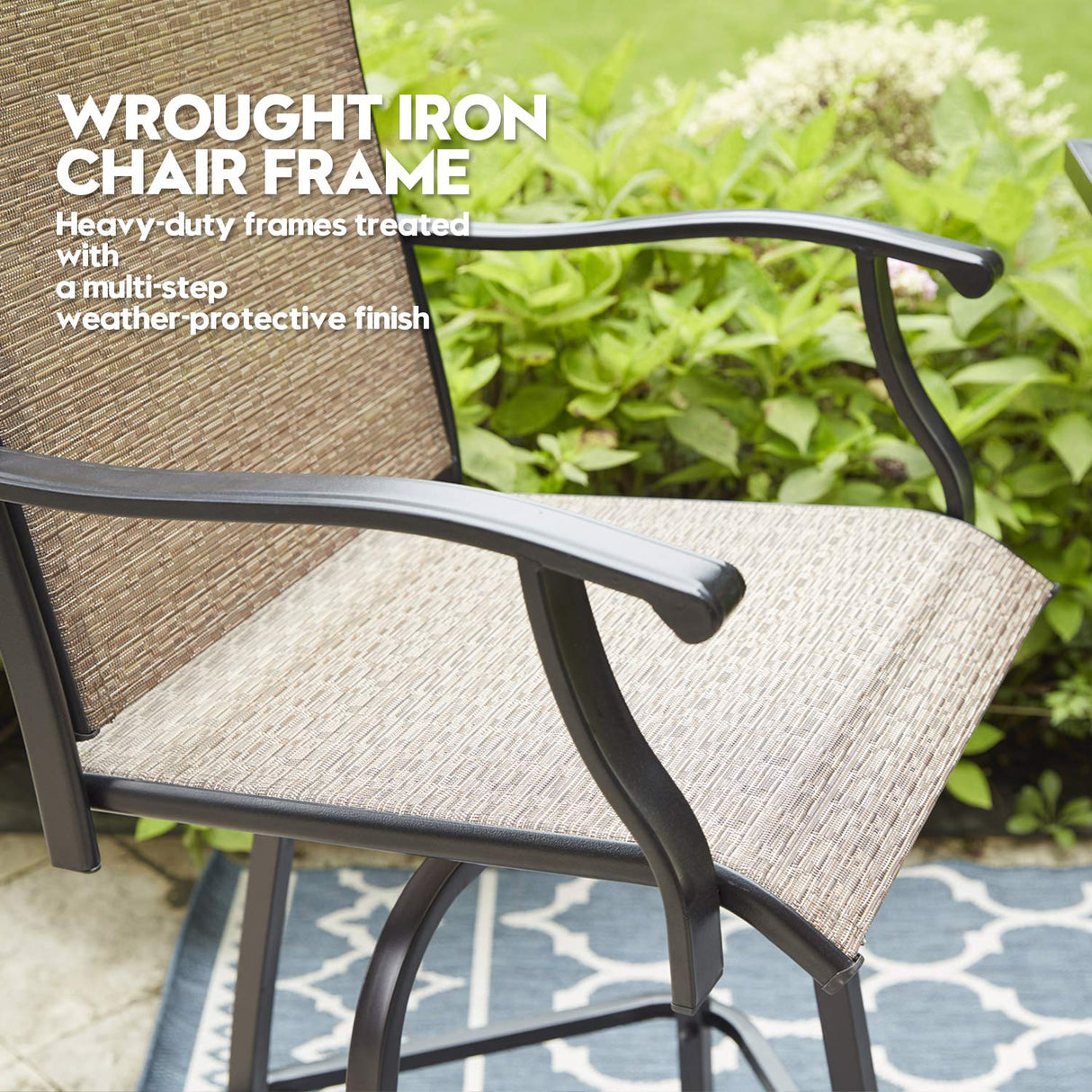 Vicllax Outdoor Swivel Bar Stools, Patio Bar Height Chair, Set of 2/4/6
