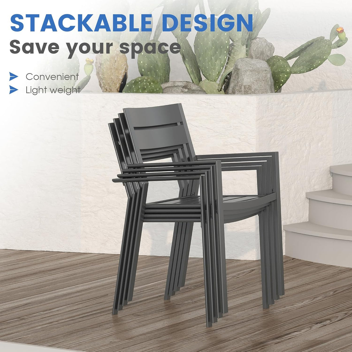 VICLLAX Patio Dining Set 5 Pieces Outdoor Furniture Table and 4 Textilene Chairs