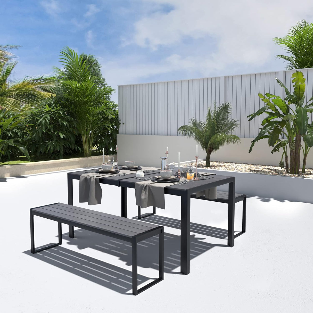 Vicllax 53" Outdoor Bench for Lawn Garden, Backless Patio Garden Bench