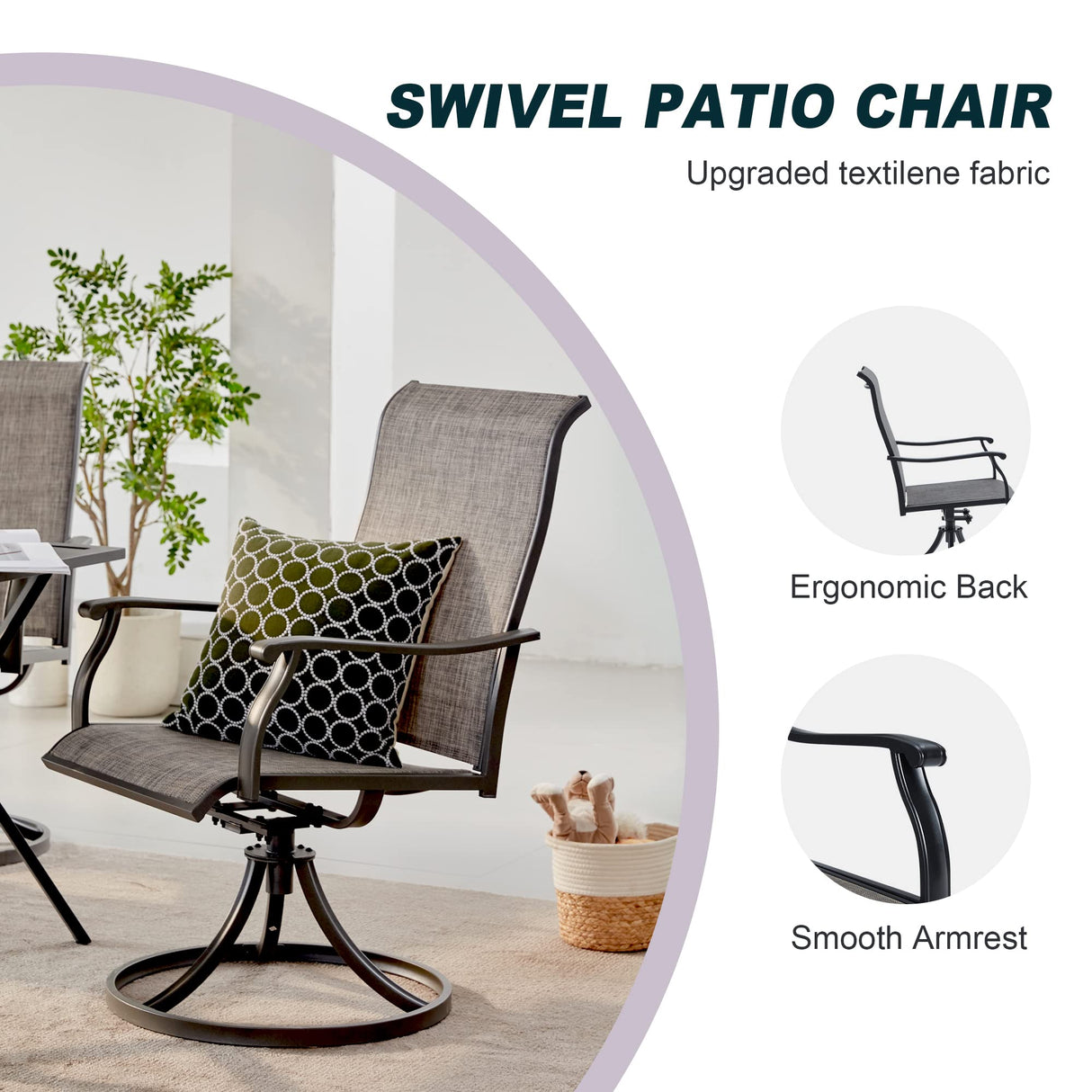 Vicllax 7-Piece Patio Dining Set, Outdoor Dining Table for 6 and Patio Swivel Chairs