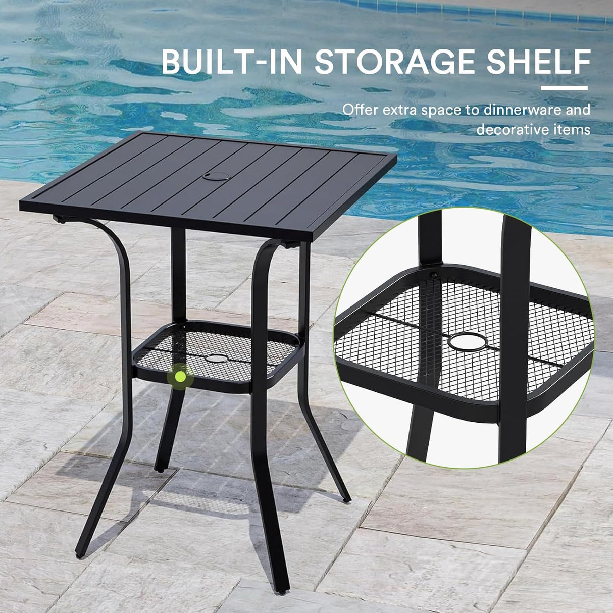 Vicllax 3/5 PCS Outdoor Swivel Bar Set, Patio Wicker Bar Chairs and Square Bar Table