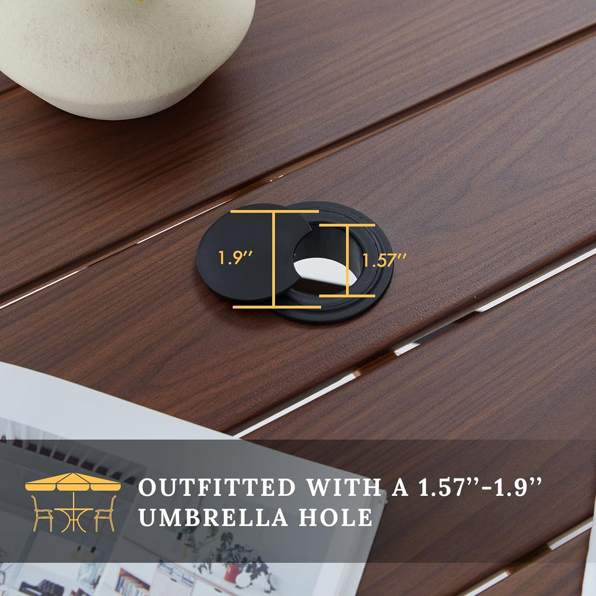 Vicllax 42" Round Metal Patio Table with Adjustable Umbrella Hole