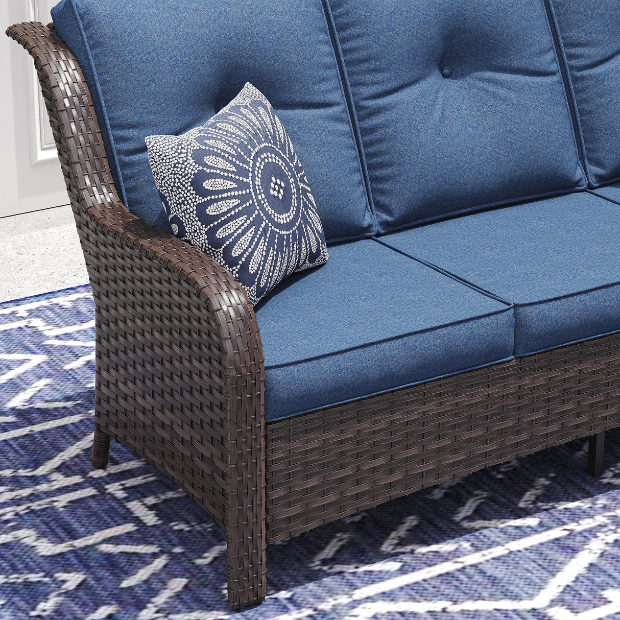 Vicllax Patio Wicker Oasis Lounge Sofa, 3-Seater Sofa