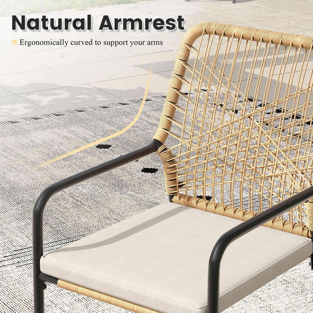 Vicllax Round Patio Dining Table for 10, 63" Outdoor Large Metal Round Table and Alora Stackable Chair