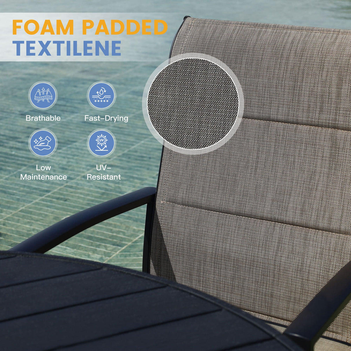 Vicllax Outdoor Padded Stackable Sling Dining Chair