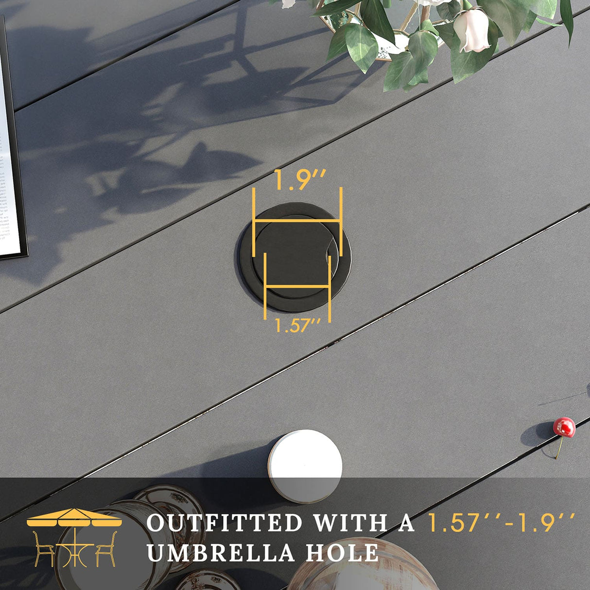 Vicllax 11 Pcs Outdoor Dining Set with 60“ Round Metal Table and Stackable Sling Chair