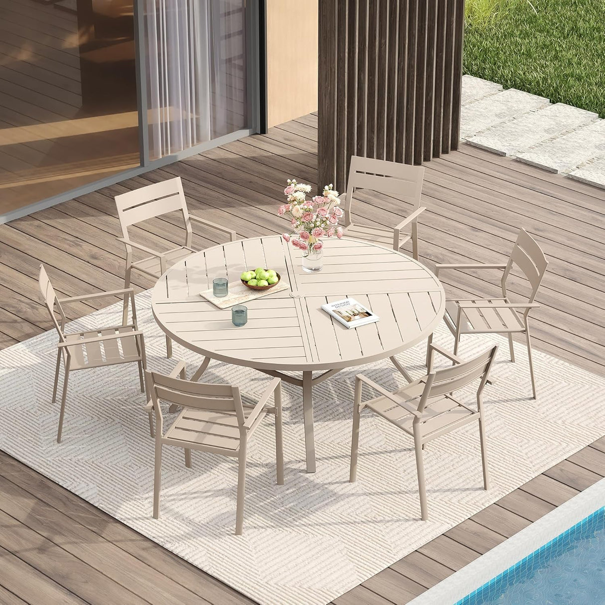 Vicllax Outdoor Patio Dining Chairs Stackable Metal Chairs