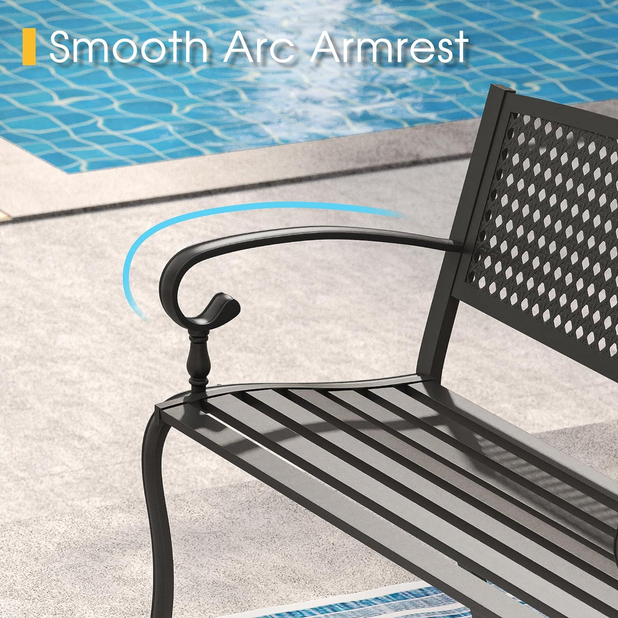 Vicllax Outdoor Garden Bench, Waterproof Patio Metal Bench