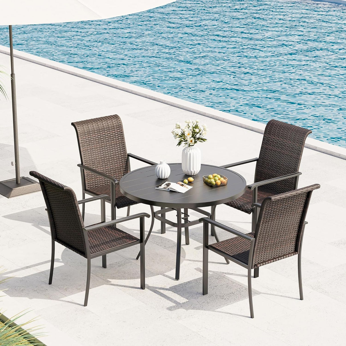 Vicllax Patio Wicker Dining Chairs Set of 2/4/6, Outdoor Rattan Dining Chairs