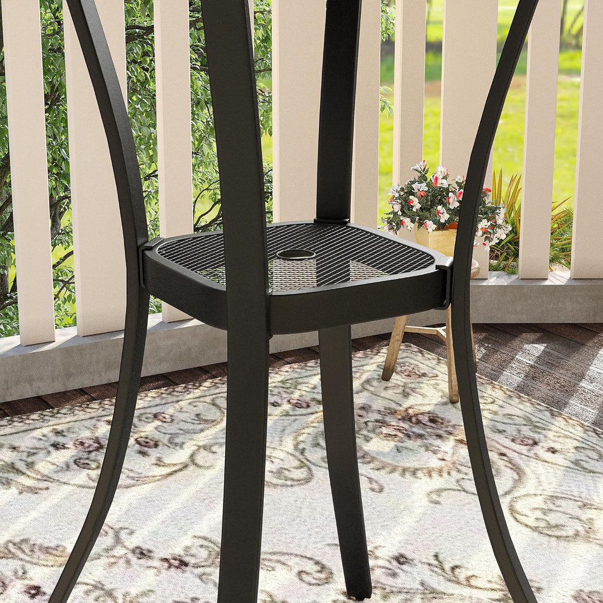 Vicllax Mesa de bar redonda para patio al aire libre de 28" con orificio para sombrilla