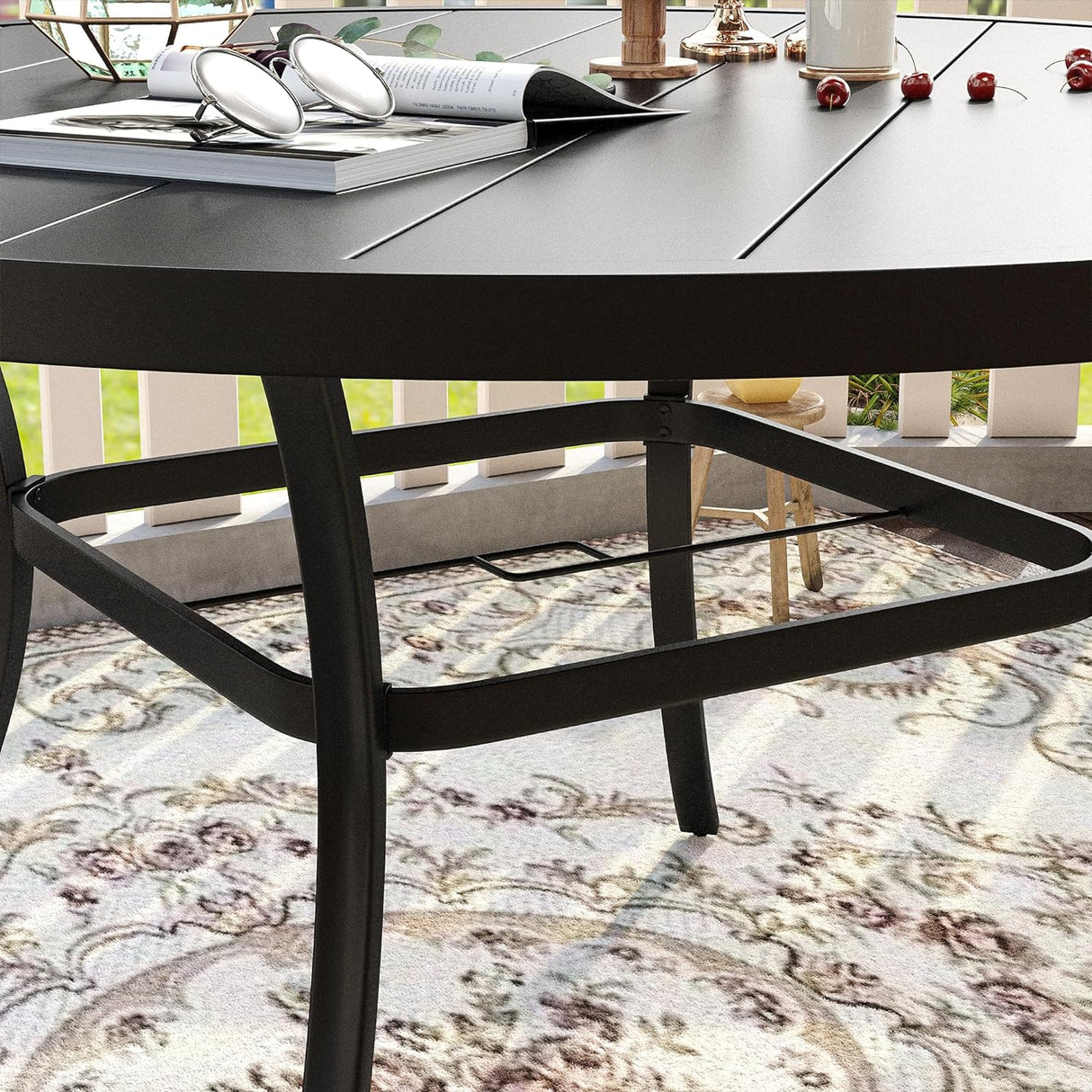 Vicllax 11 Pcs Outdoor Dining Set with 60“ Round Metal Table and Stackable Sling Chair