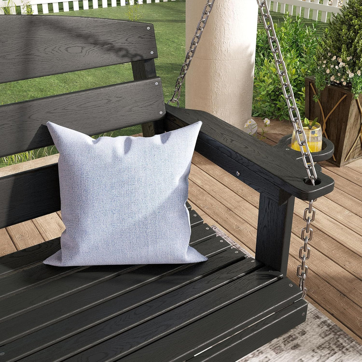 Vicllax Mesa de comedor y sillas de comedor de metal para patio con juego de cojines azules, juego de sillas de comedor de patio de 5/7 piezas