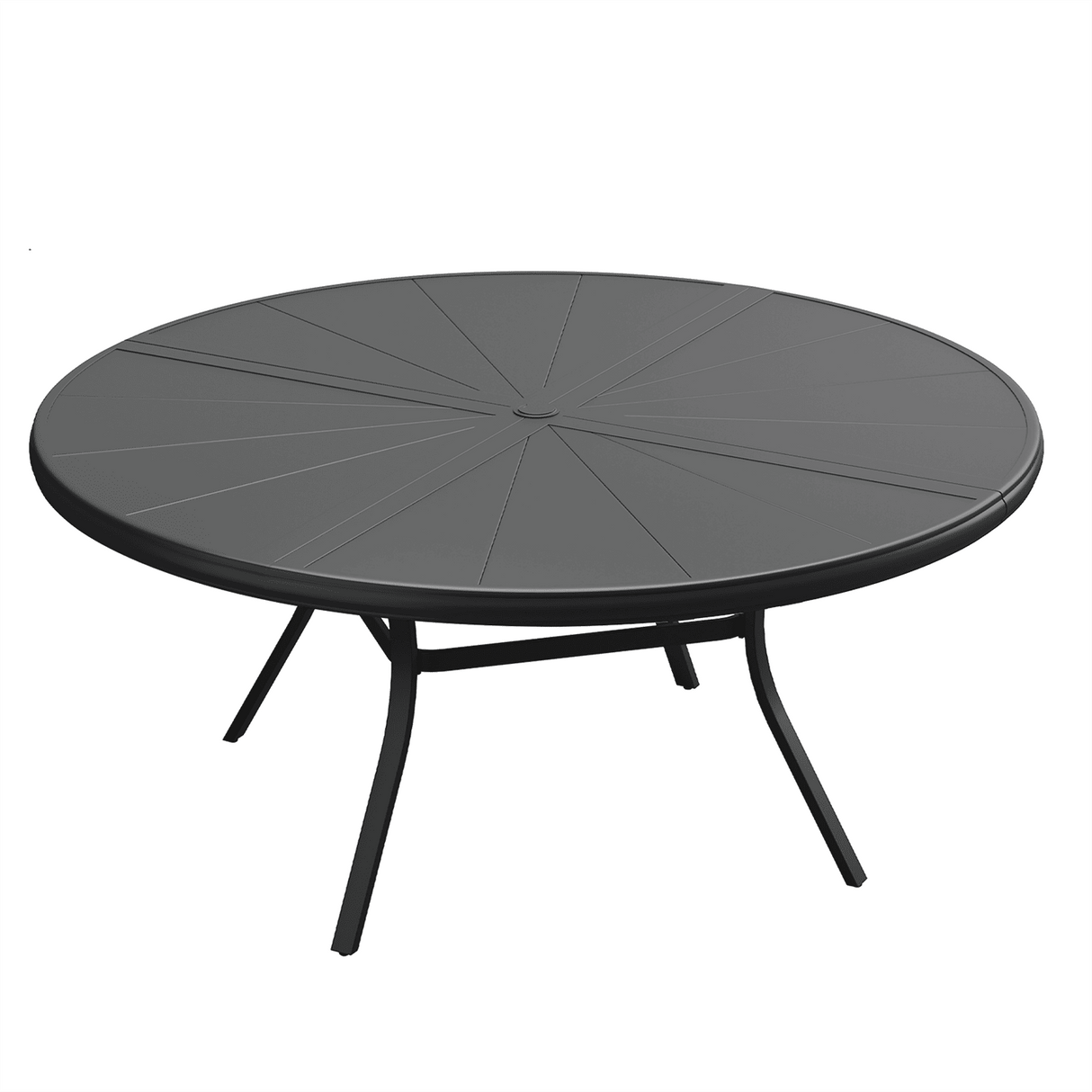 Vicllax Outdoor Round Dining Table, Patio Aluminum Tabletop with Storage Shelf