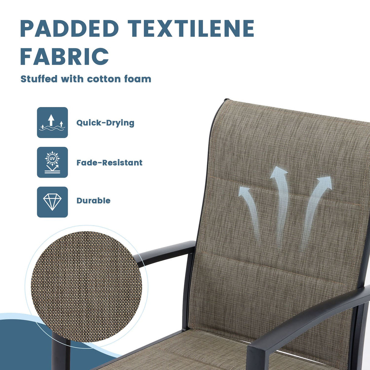 Vicllax Outdoor Padded Stackable Sling Dining Chair