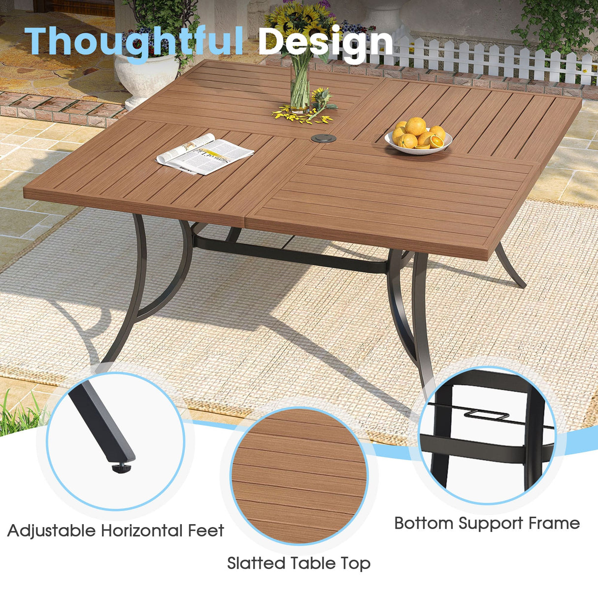 Vicllax 9 Pieces Outdoor Dining Set with 59" Square Dining Table and Stackable Chair