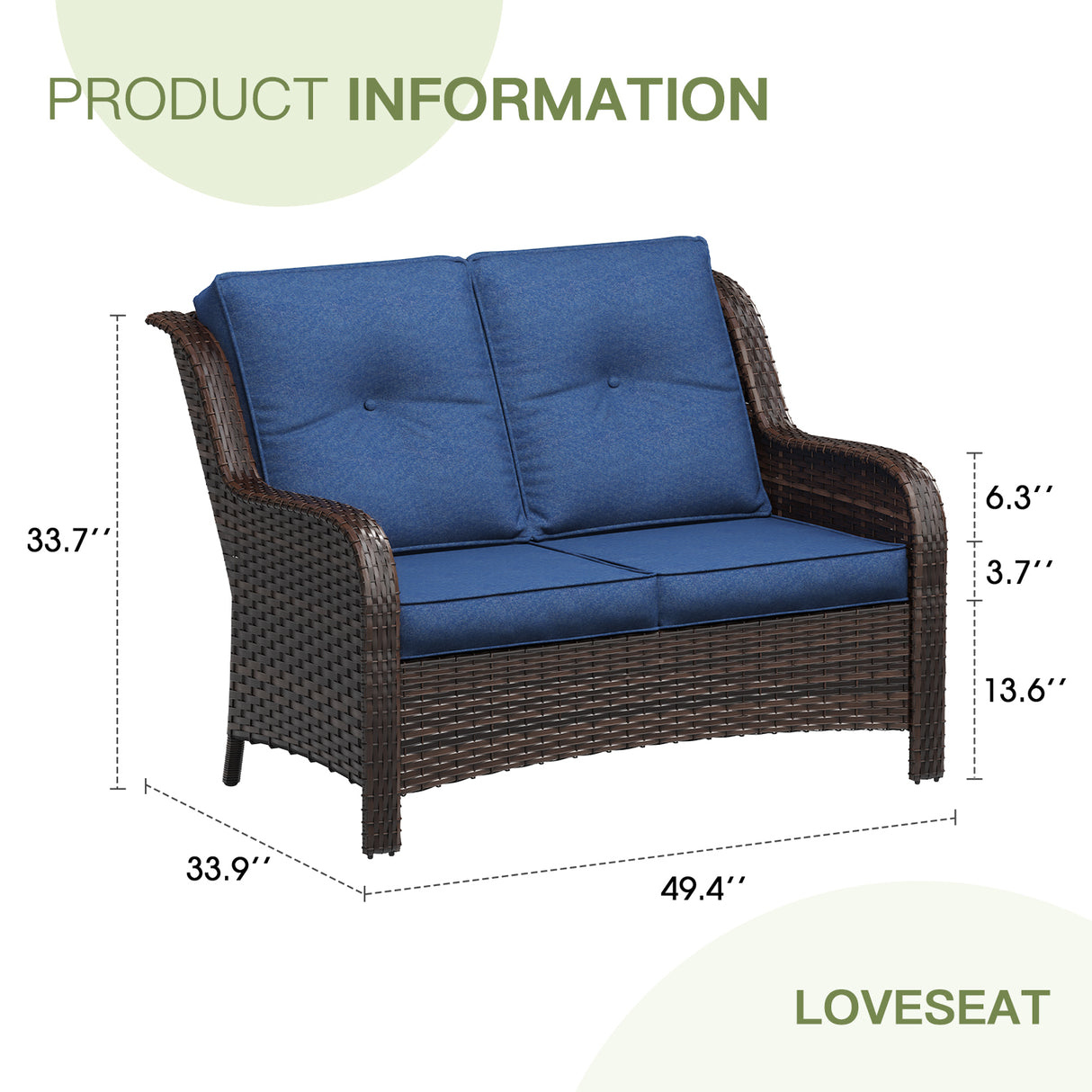 Vicllax Patio Wicker Oasis Lounge Sofa, Loveseat