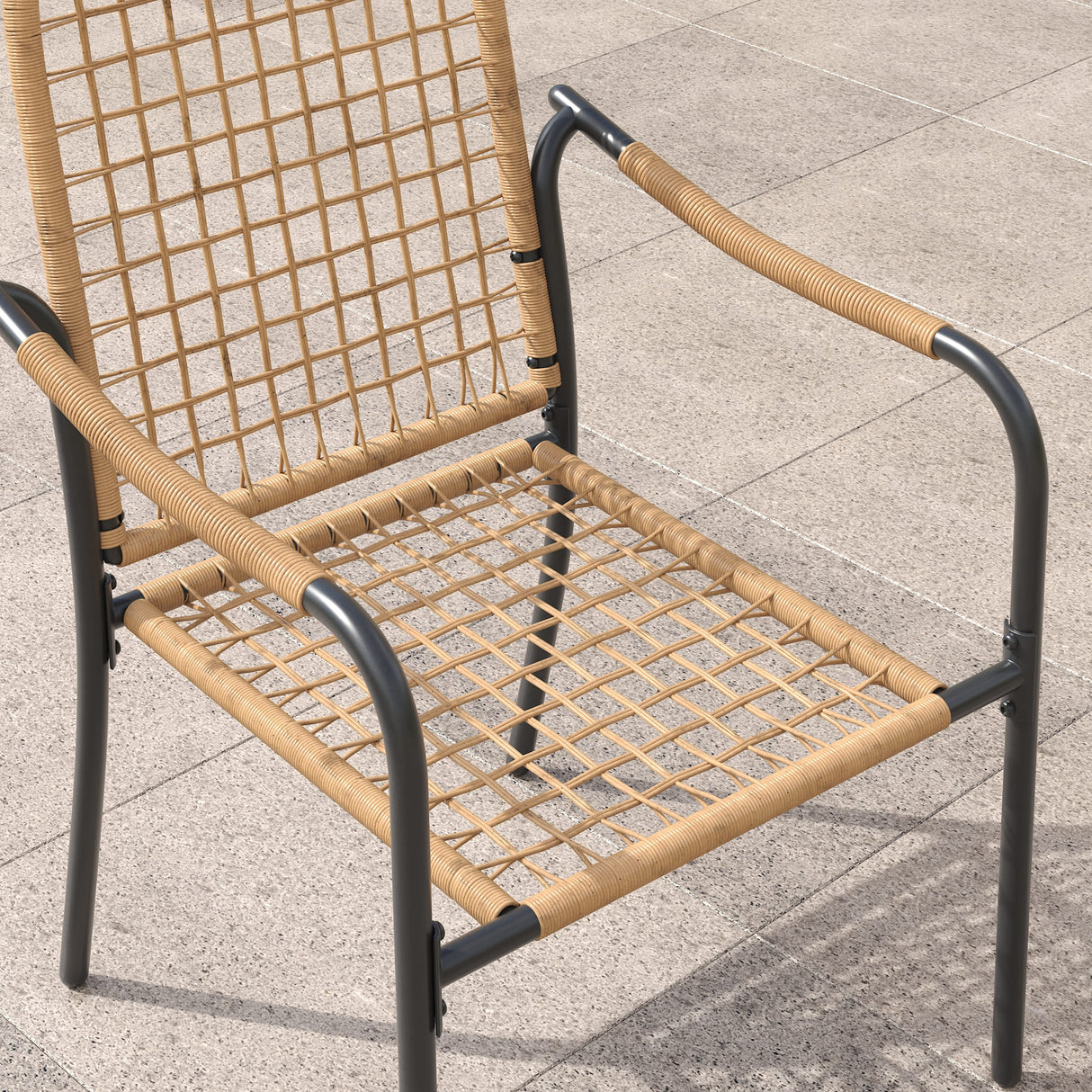 Vicllax Solana Modern Hand-Woven Rope Outdoor Dining Chair with Cushion, Set of 2