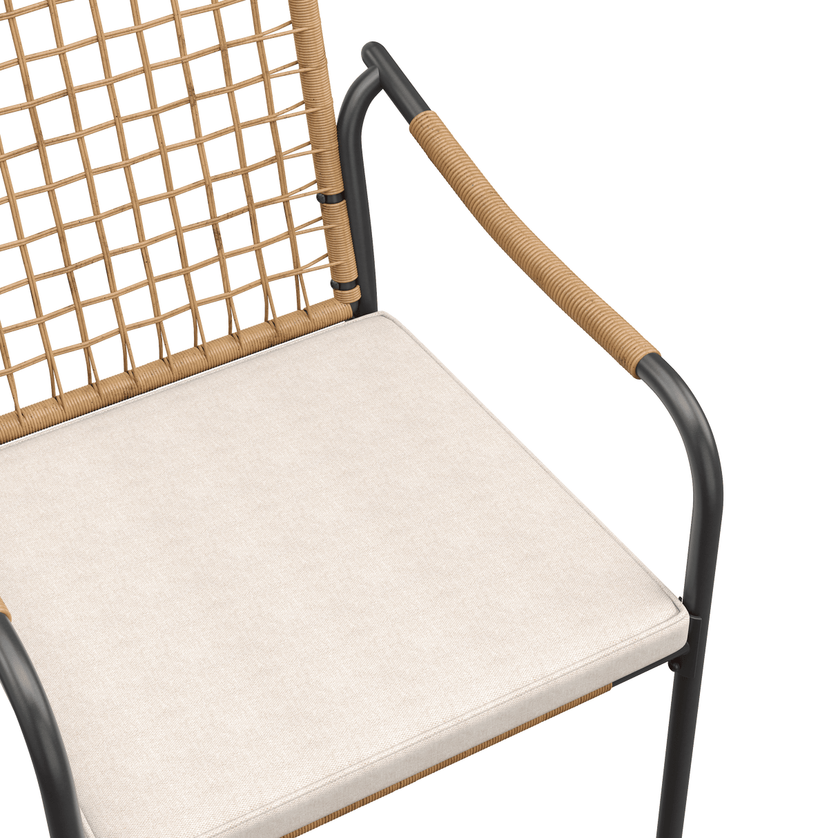 Vicllax Solana Modern Hand-Woven Rope Outdoor Dining Chair with Cushion, Set of 2