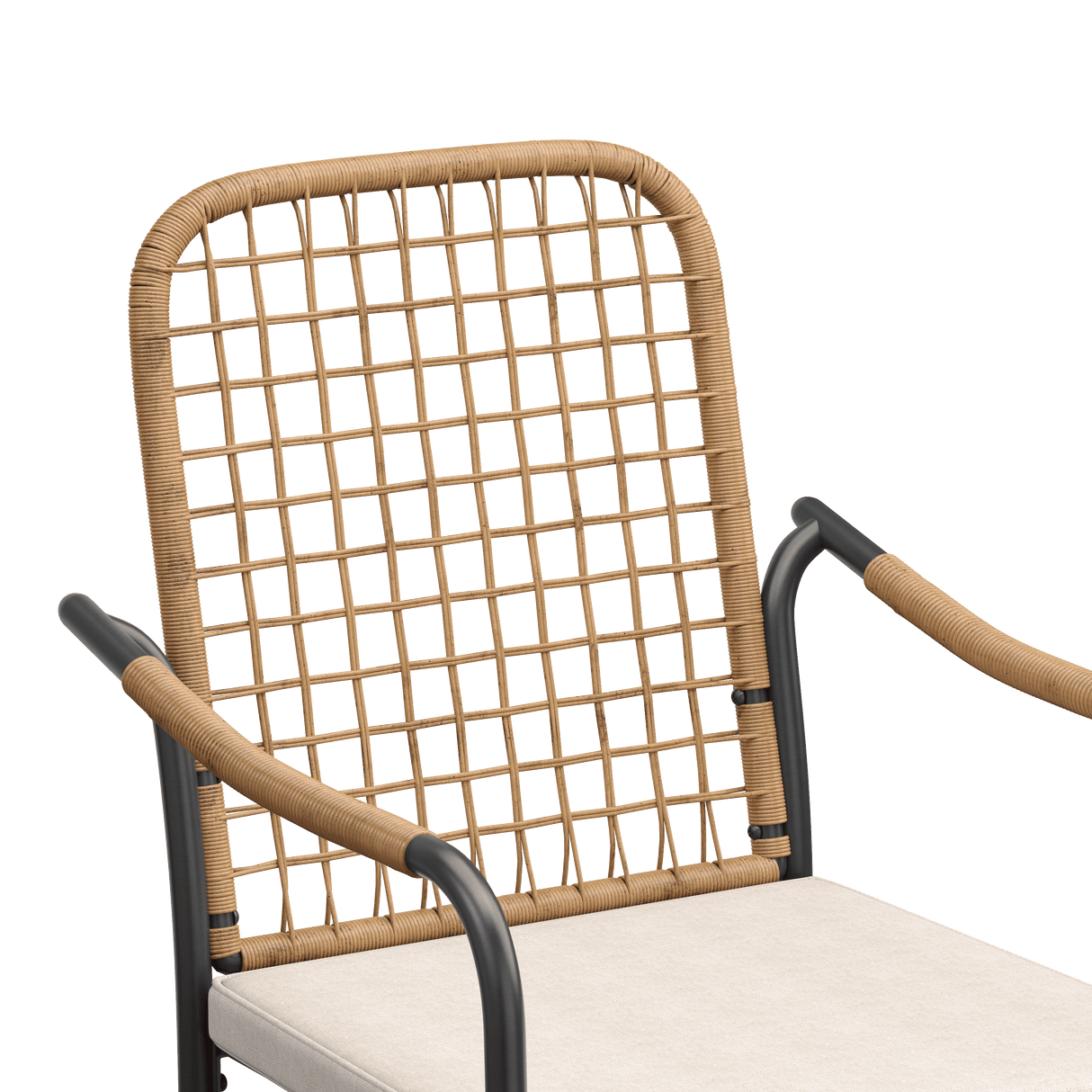 Vicllax Solana Modern Hand-Woven Rope Outdoor Dining Chair with Cushion, Set of 2