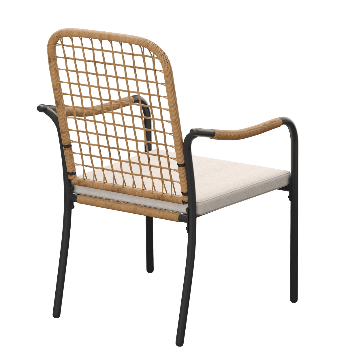 Vicllax Solana Modern Hand-Woven Rope Outdoor Dining Chair with Cushion, Set of 2
