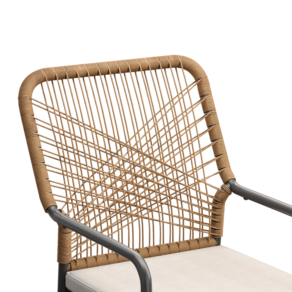 Vicllax Alora Stackable Outdoor Dining Chair, Woven Rope Patio Seating of 2