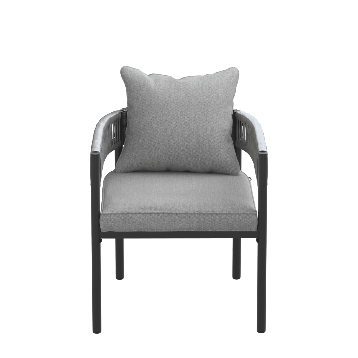 VICLLAX 7-Piece Weather-Resistant Outside Dining Furniture - 63" Rectangular Slat-Top Table with 6 Aria Low-back Outdoor Dining Armchair