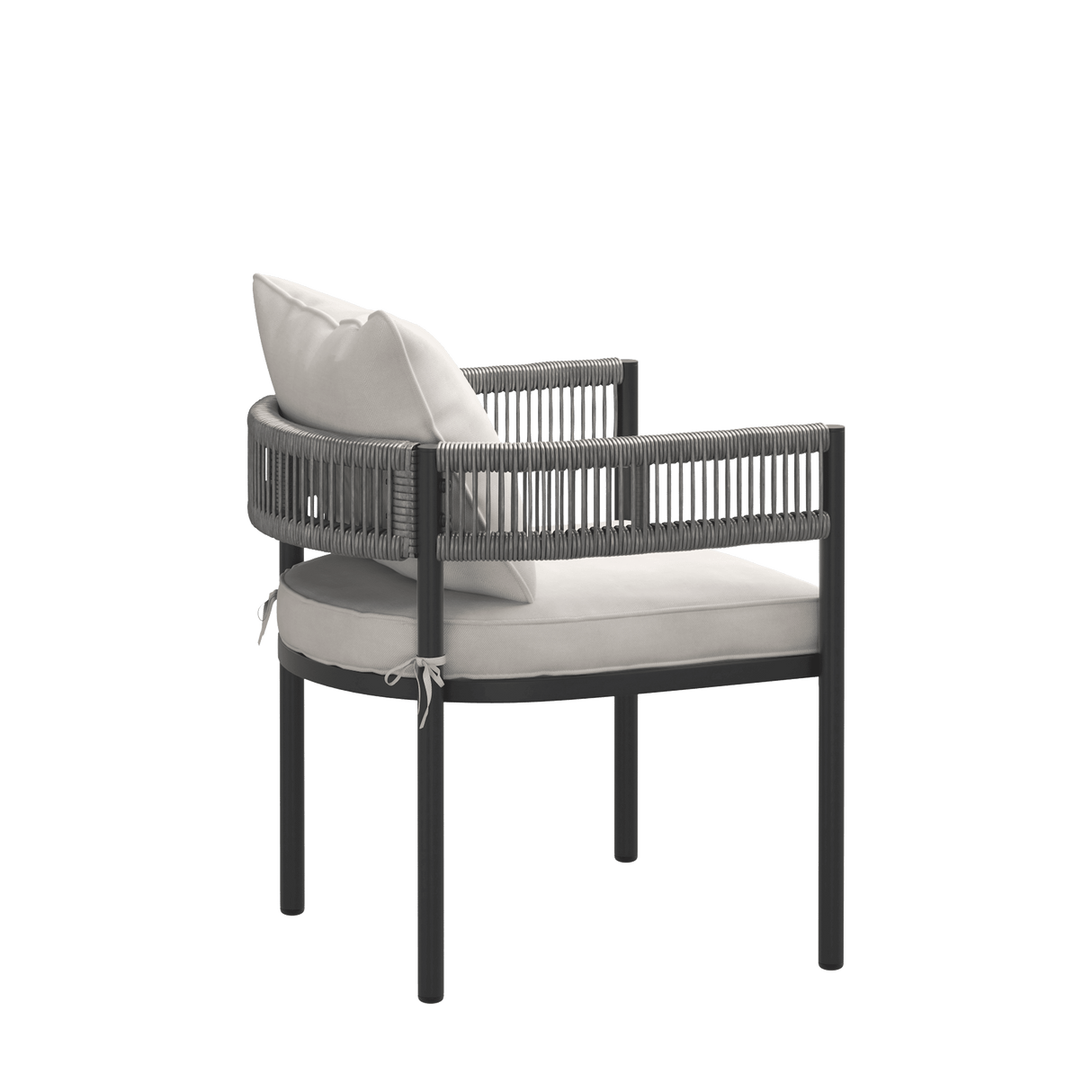 VICLLAX 7-Piece Weather-Resistant Outside Dining Furniture - 63" Rectangular Slat-Top Table with 6 Aria Low-back Outdoor Dining Armchair