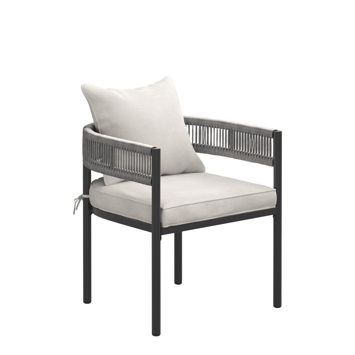 VICLLAX 7-Piece Weather-Resistant Outside Dining Furniture - 63" Rectangular Slat-Top Table with 6 Aria Low-back Outdoor Dining Armchair