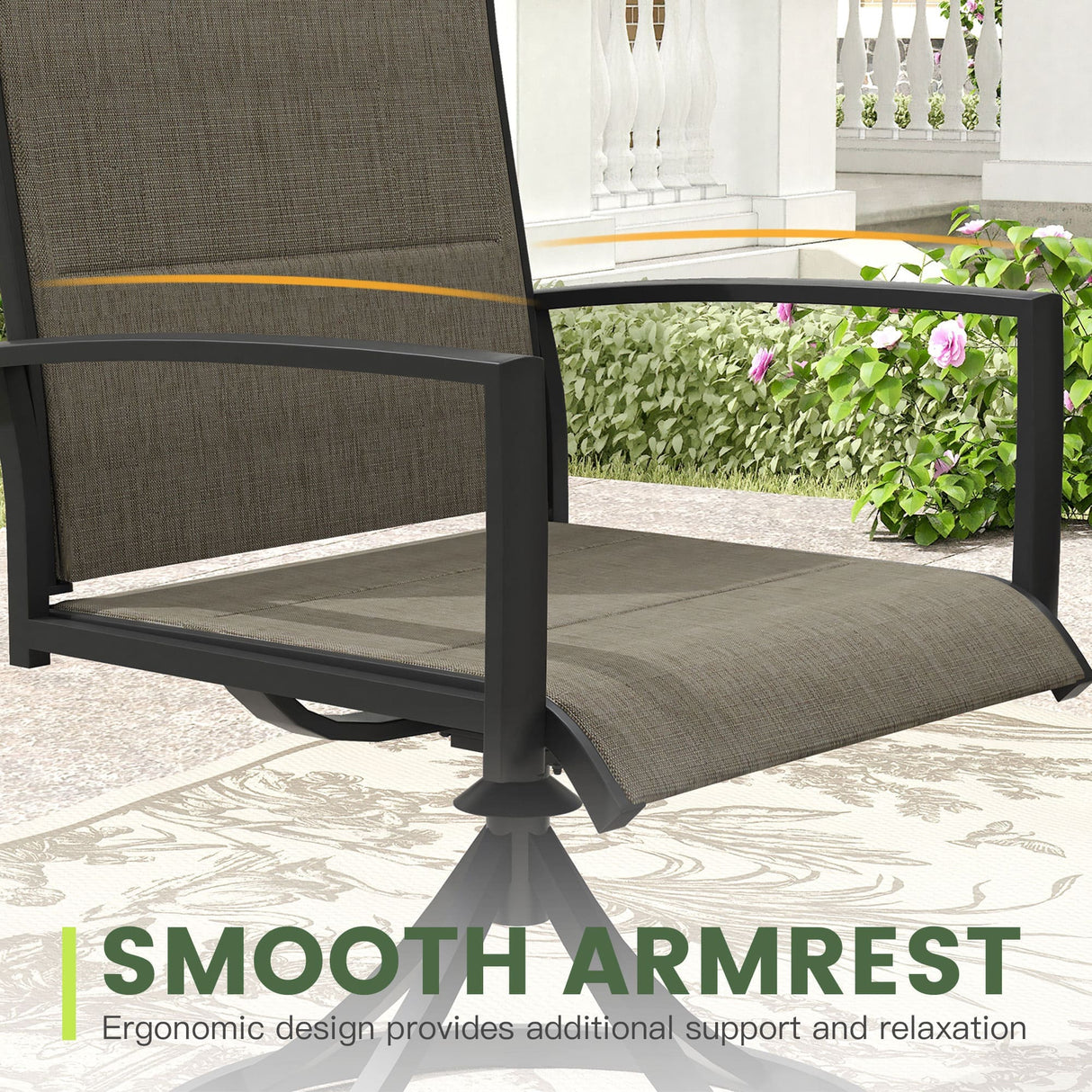 Vicllax 7 Pieces Outdoor Dining Set with Metal Rectangular Table and Padded Swivel Chair