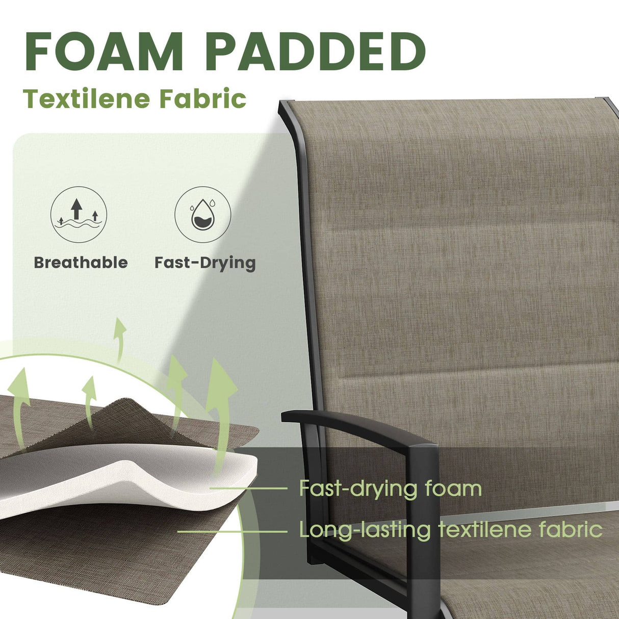 Vicllax 7 Pieces Outdoor Dining Set with Metal Rectangular Table and Padded Swivel Chair