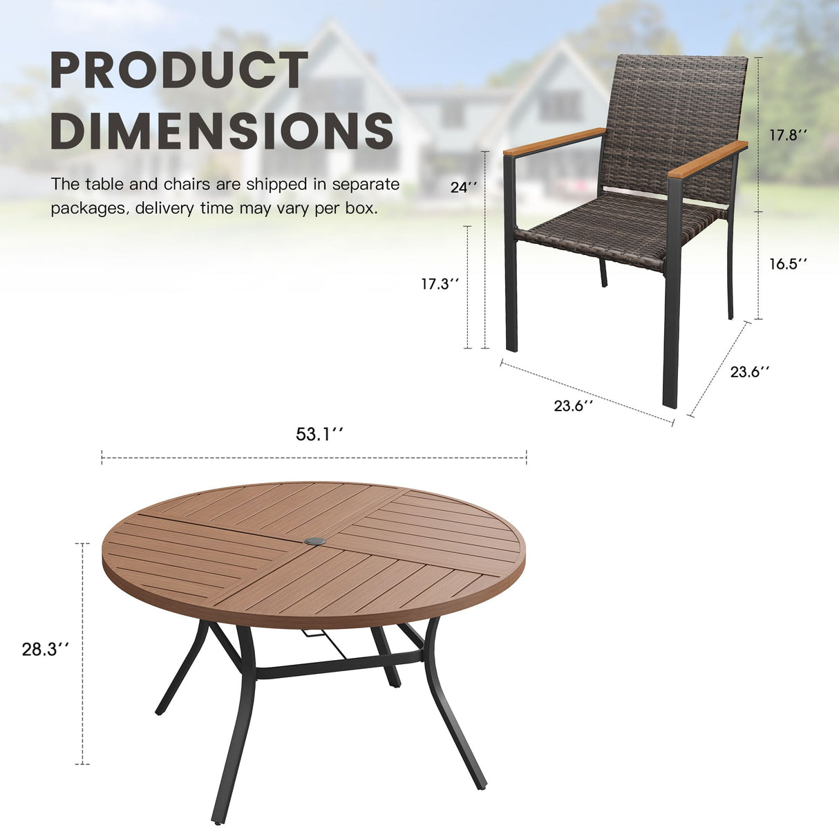 Vicllax 9 Pieces Outdoor Dining Set, 53" Outdoor dining Table and 8 Stackable Armchairs