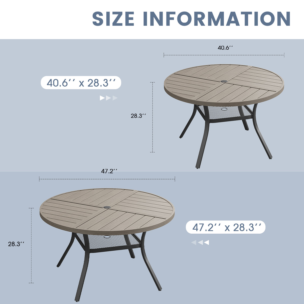 VICLLAX Patio Outdoor Dining Set of 4/6, Metal Round Dining Table and Stackable Sling Dining Chair with Armrest