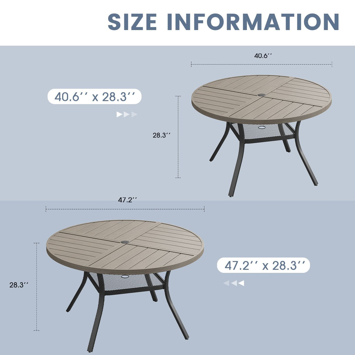 VICLLAX Patio Outdoor Dining Set of 4/6, Metal Round Dining Table and Stackable Sling Dining Chair with Armrest