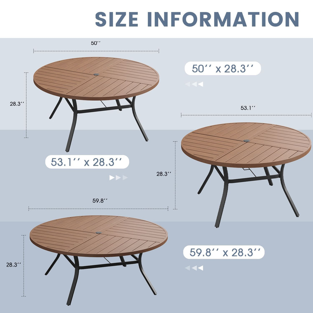 Vicllax Outdoor Dining Set of 8/10, Round Metal Table and Stackable Padded Chair Set of 8, 10