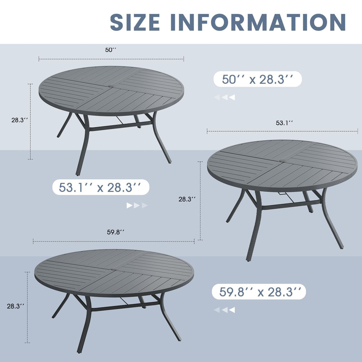 VICLLAX 7/9/11 PCS Patio Dining Table Set, Round Metal Table and Stackable Sling Chair