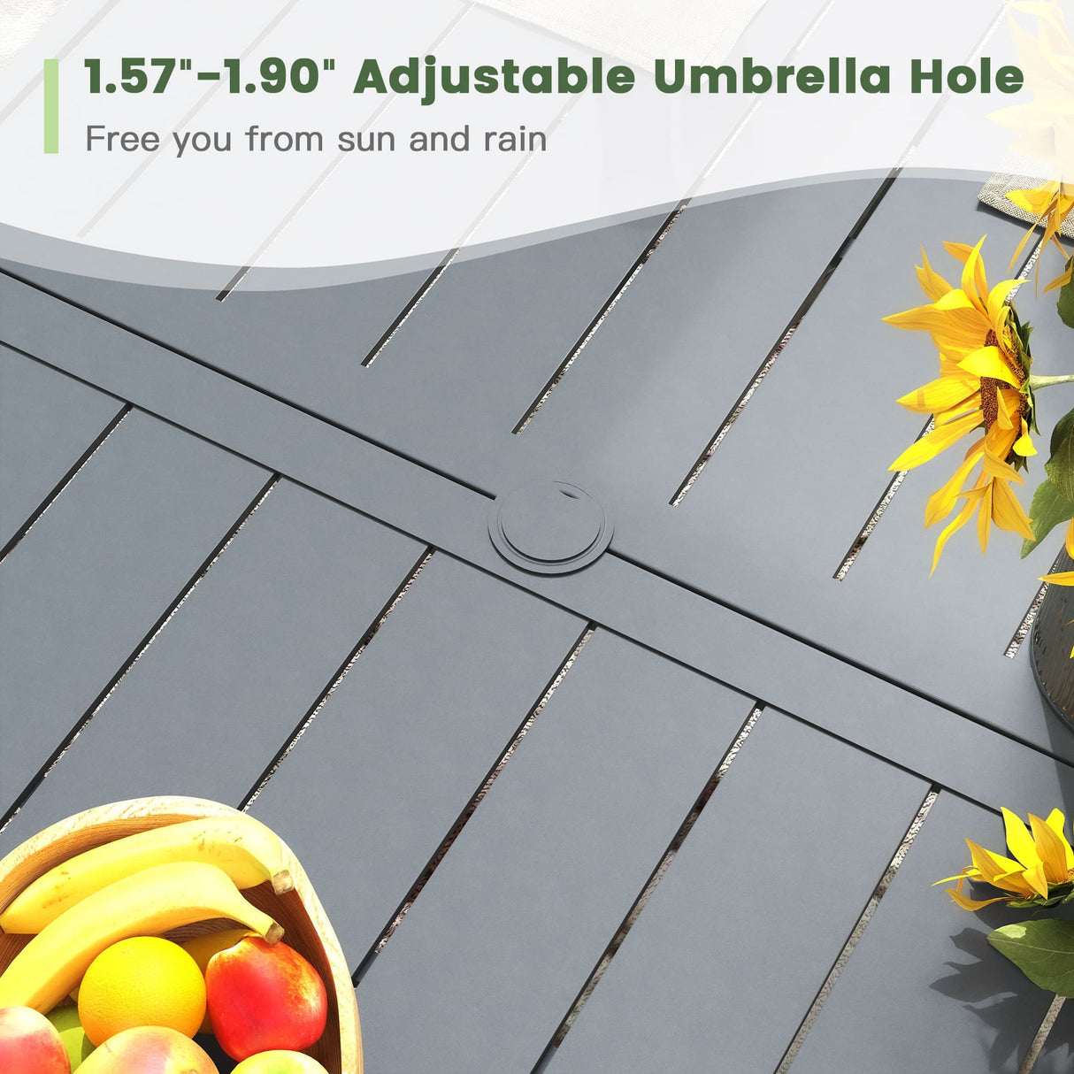 Vicllax 7 Pieces Outdoor Dining Set with Metal Rectangular Table and Padded Swivel Chair