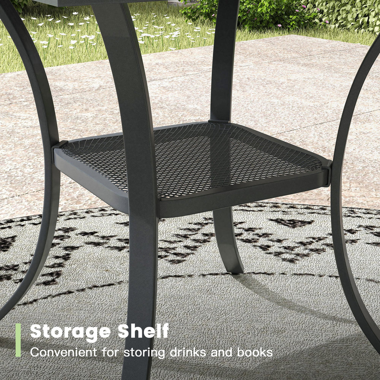 Vicllax 3 Pcs Outdoor Dining Set, 27.6" Square Bar Table and 2 Swivel Chairs