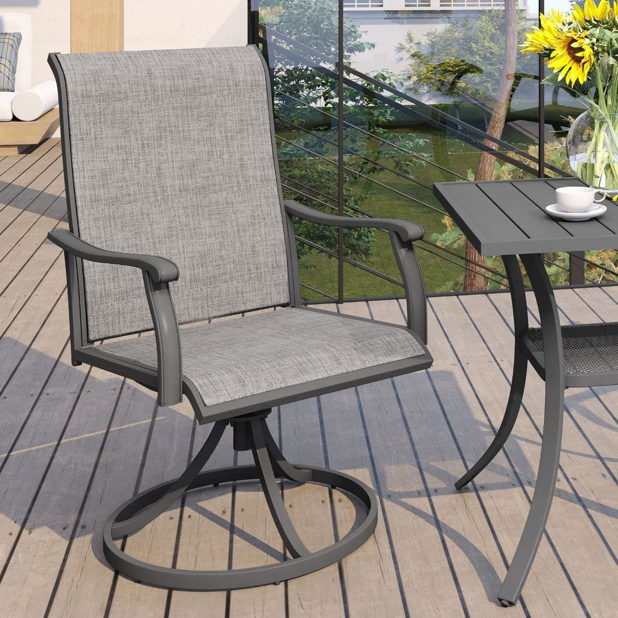 Vicllax 7-Piece Patio Dining Set, Patio Swivel Chairs and 63‘’ Outdoor Dining Table