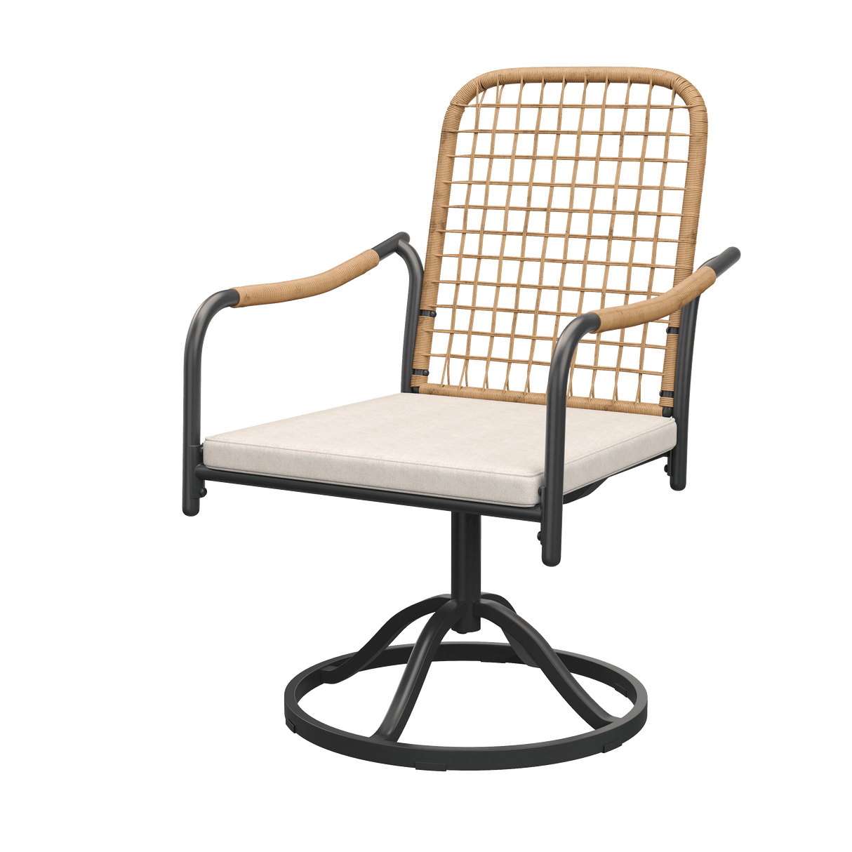 Vicllax Solana Modern Hand-Woven Rope Outdoor Dining Chair with Cushion, Set of 2