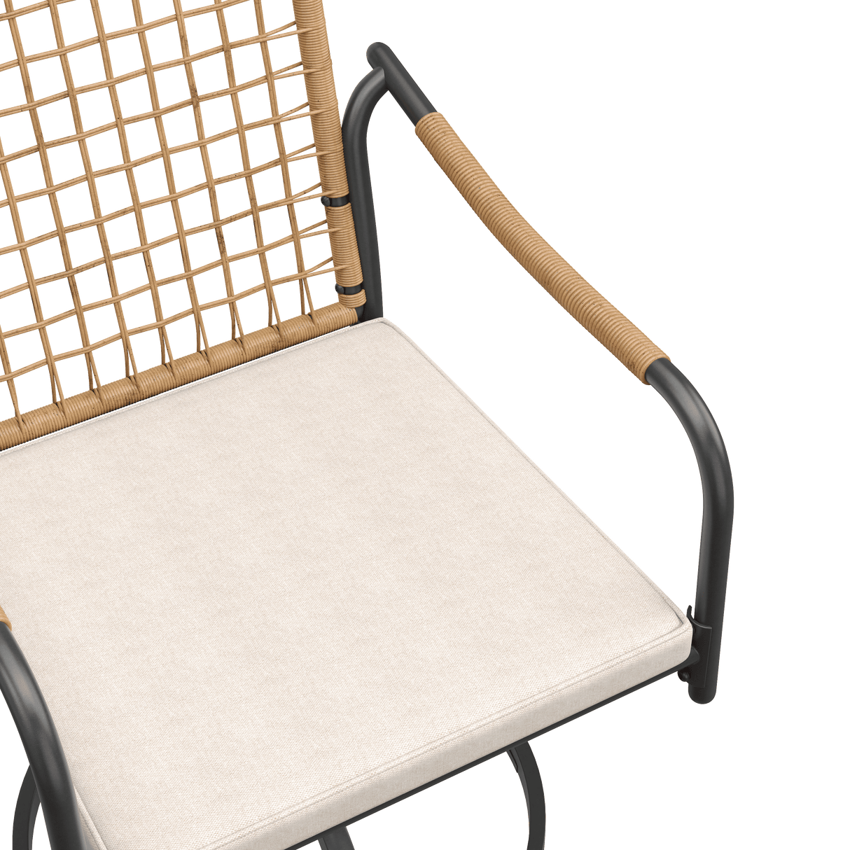 Vicllax Solana Modern Hand-Woven Rope Outdoor Dining Chair with Cushion, Set of 2