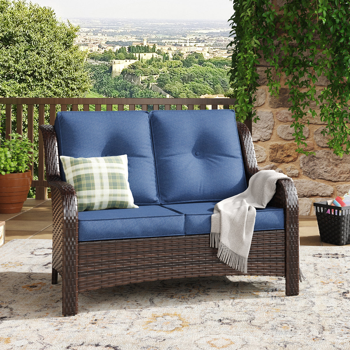 Vicllax Patio Wicker Oasis Lounge Sofa, Loveseat