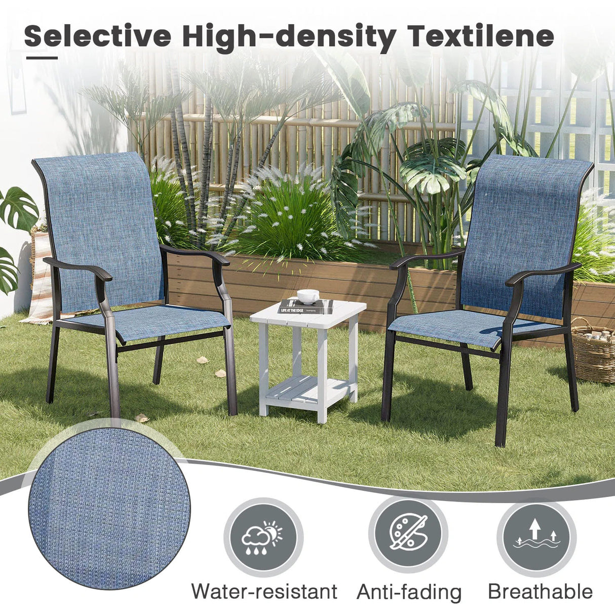 Vicllax Patio Sling Dining Chair, Large Outdoor Sling Chair, Set of 2/4/6