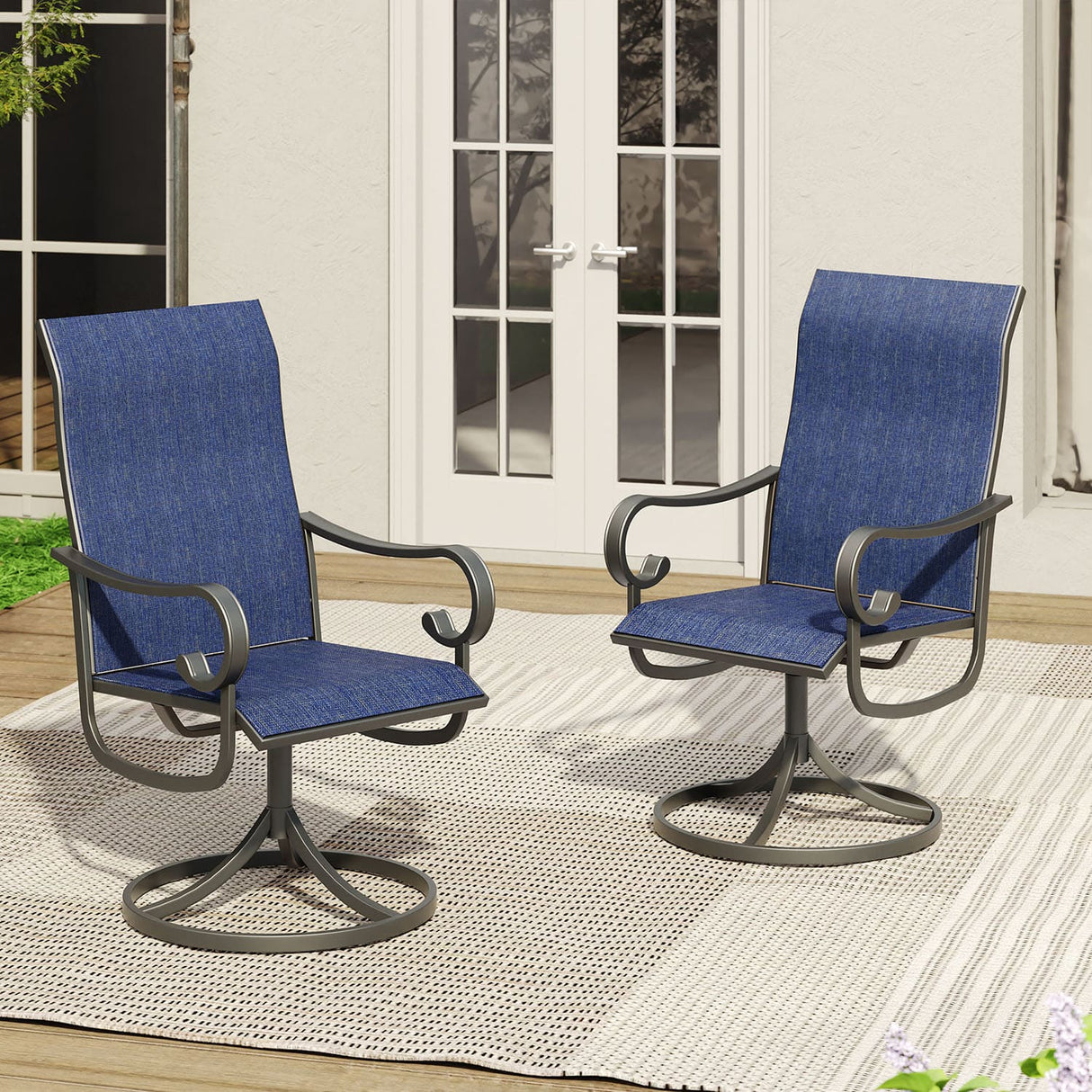 Vicllax Patio Swivel Chairs Set of 2/4/6, Outdoor Textilene Swivel Dining Chair