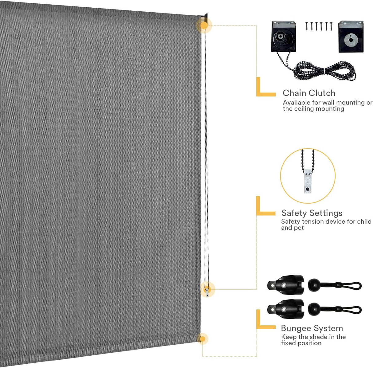 Vicllax Outdoor Sun Blocking Roller Shade, Patio Roll Up Shade Blinds