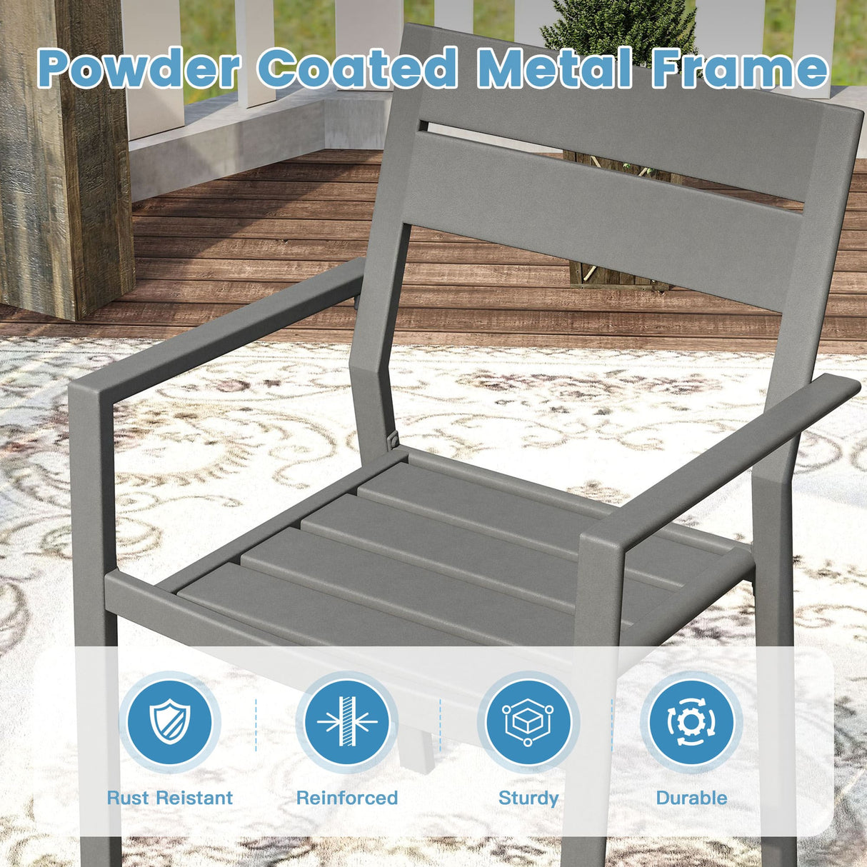 Vicllax Mesa redonda para patio de 42" con estante de almacenamiento y orificio para sombrilla ajustable